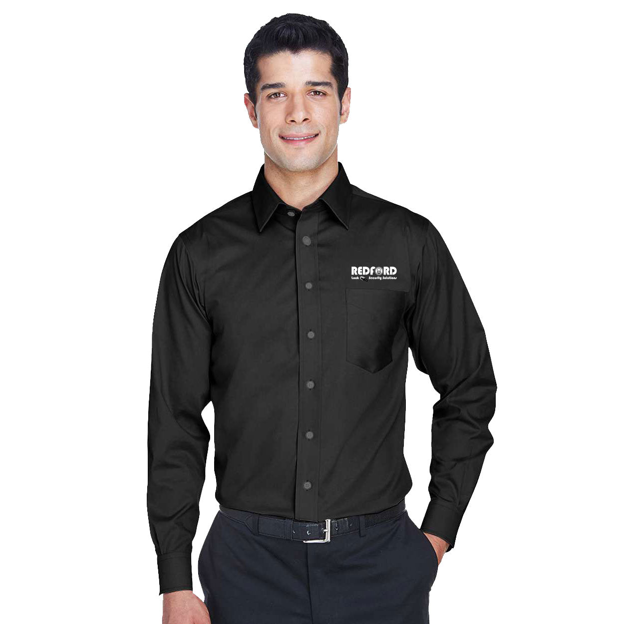 Men's Devon and Jones Crown Collection Solid Stretch Twill Woven Shirt