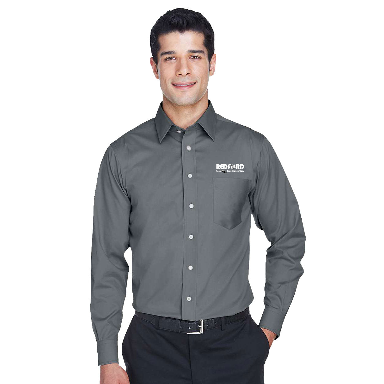 Men's Devon and Jones Crown Collection Solid Stretch Twill Woven Shirt
