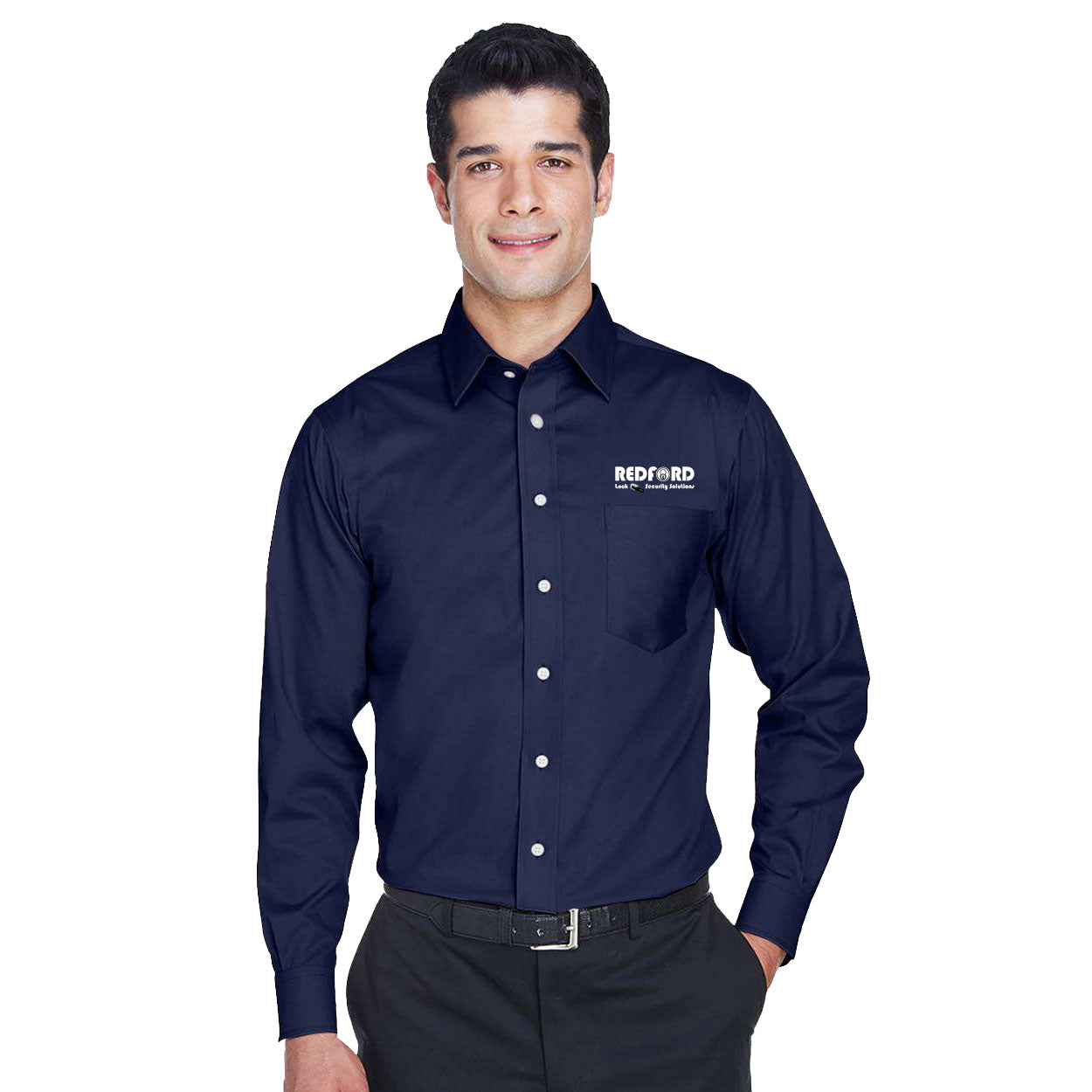 Men's Devon and Jones Crown Collection Solid Stretch Twill Woven Shirt