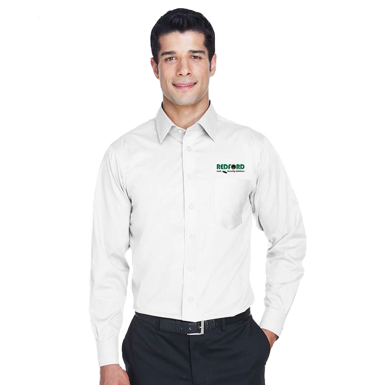 Men's Devon and Jones Crown Collection Solid Stretch Twill Woven Shirt