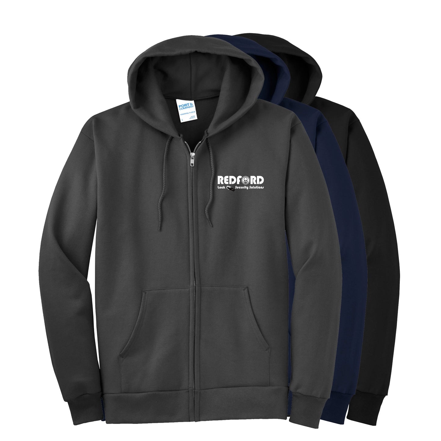 TALL Men's Port & Co Essential Fleece Full-Zip Hooded Sweatshirt